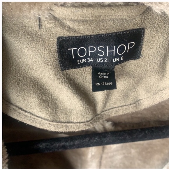 Topshop beige/ tan faux fur moto jacket - Picture 3 of 5